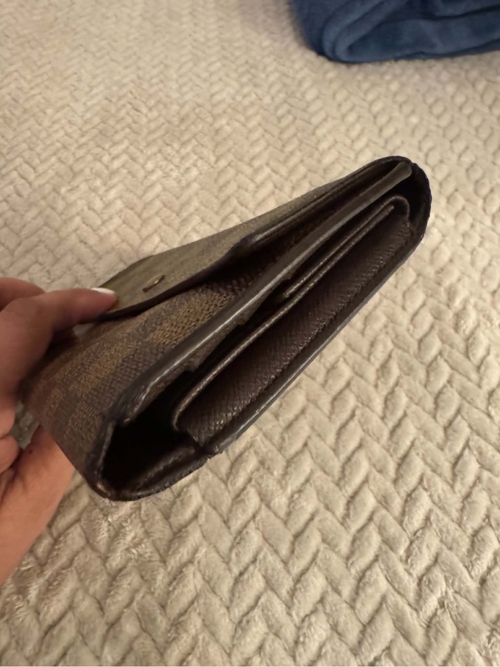 Brown Checkered Long Women's Wallet - Picture 7 of 14